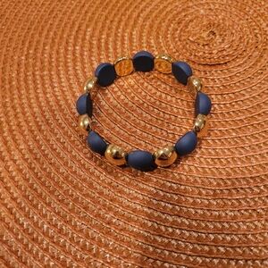 Navy And White Beaded Bracelet